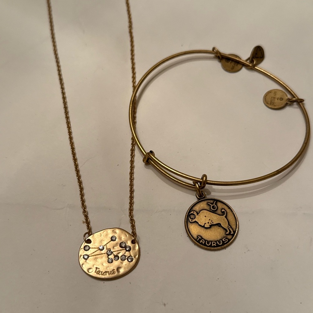 Gold Taurus Necklace and Bracelet Set